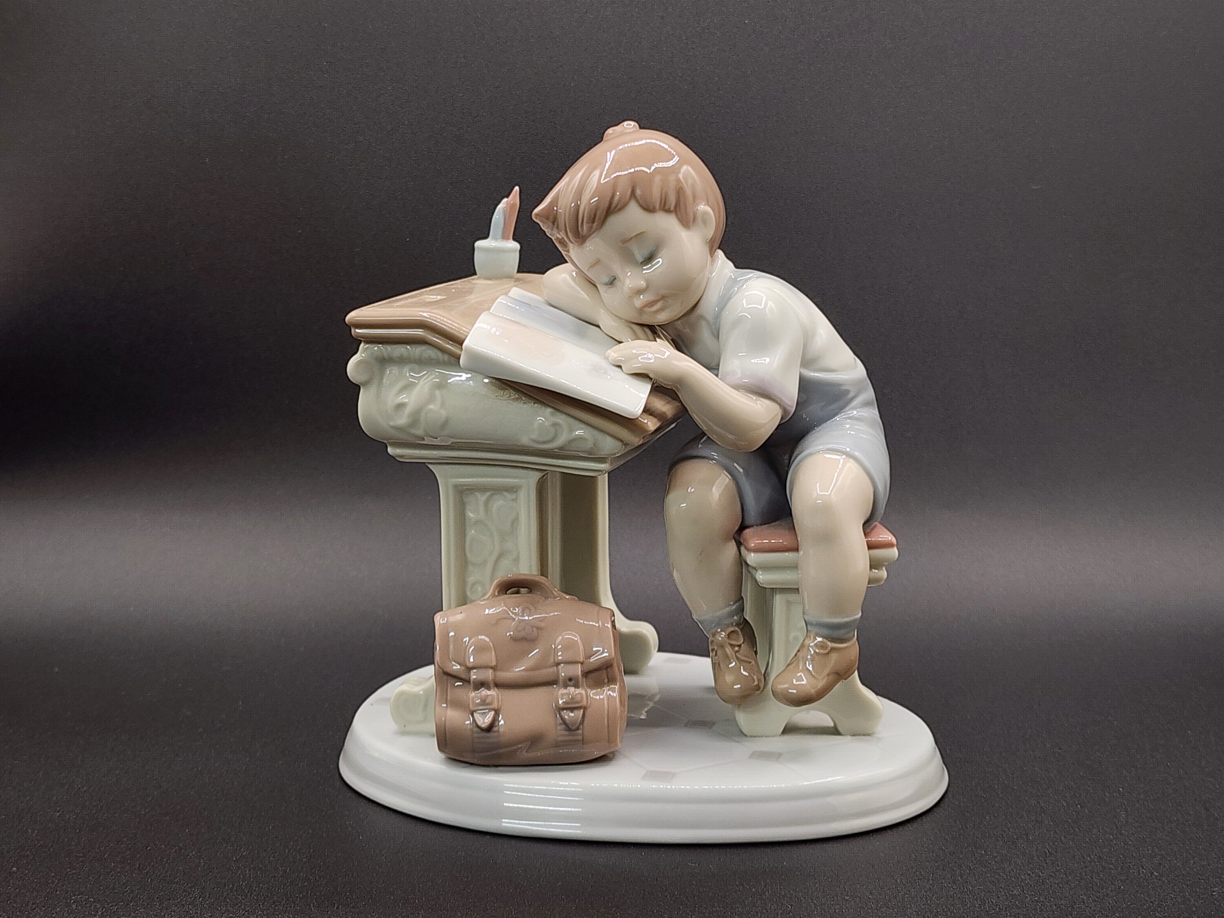 Lladro's Retired, Rare Sleepy Scholar Boy, In Excellent Condition