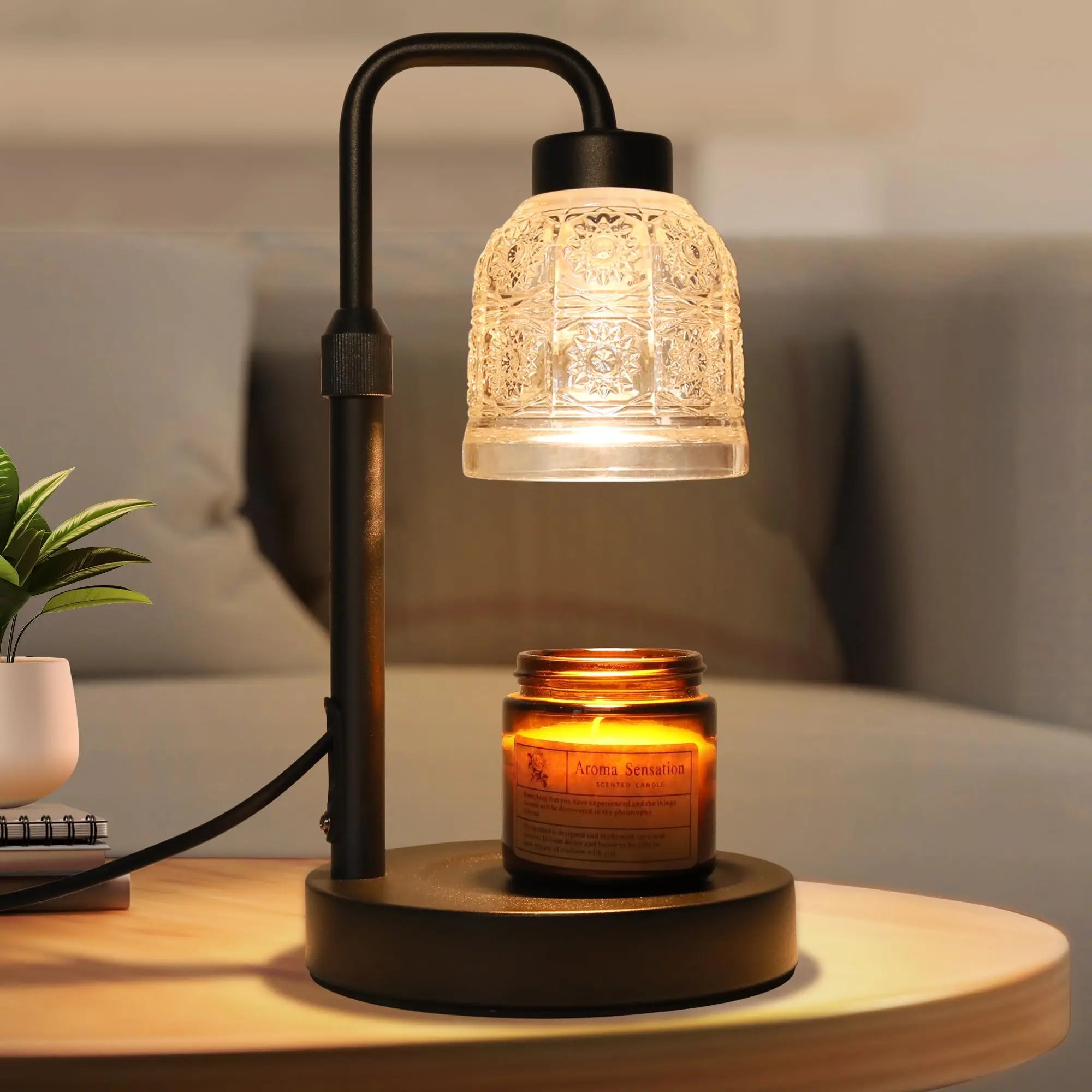 Candle Warmer Lamp With Dimmable Switch, Timer, Adjustable Height, And Two Bulbs