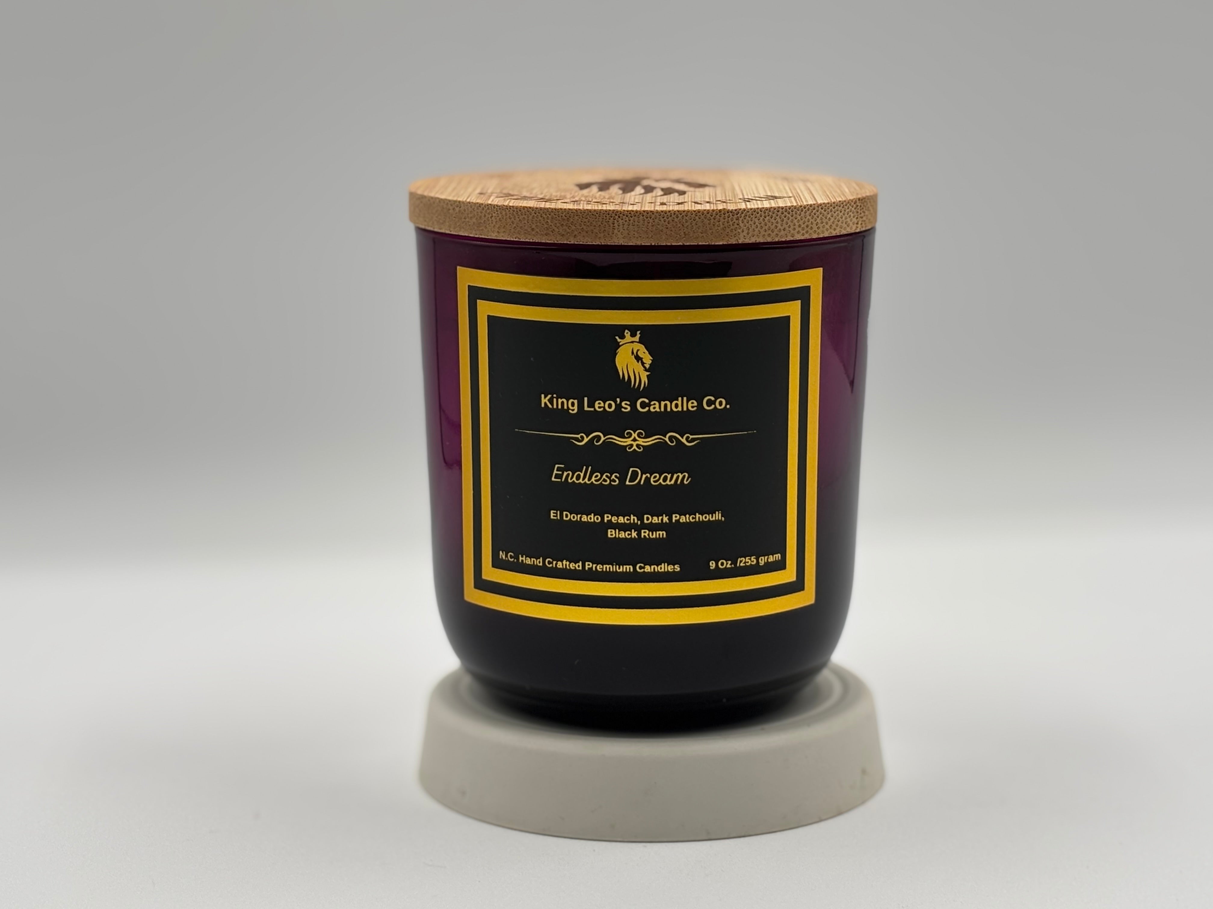 King Leo's Hand Crafted Candle, Endless Dream, Premium, Coconut Apricot, Wood Wicked Candles