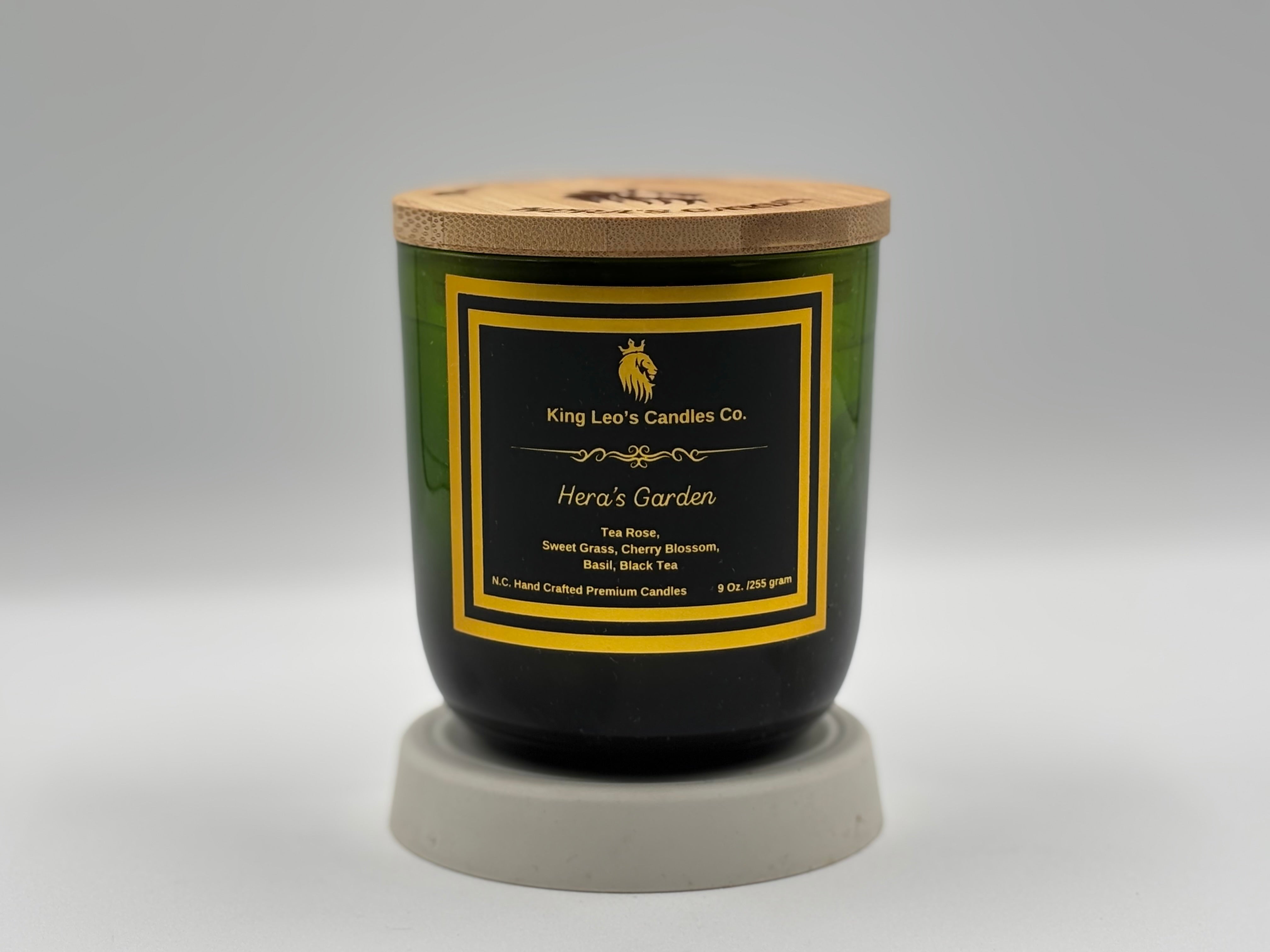 King Leo's Hand Crafted Candle, Hera's Garden, Premium, Coconut Apricot, Wood Wicked Candles