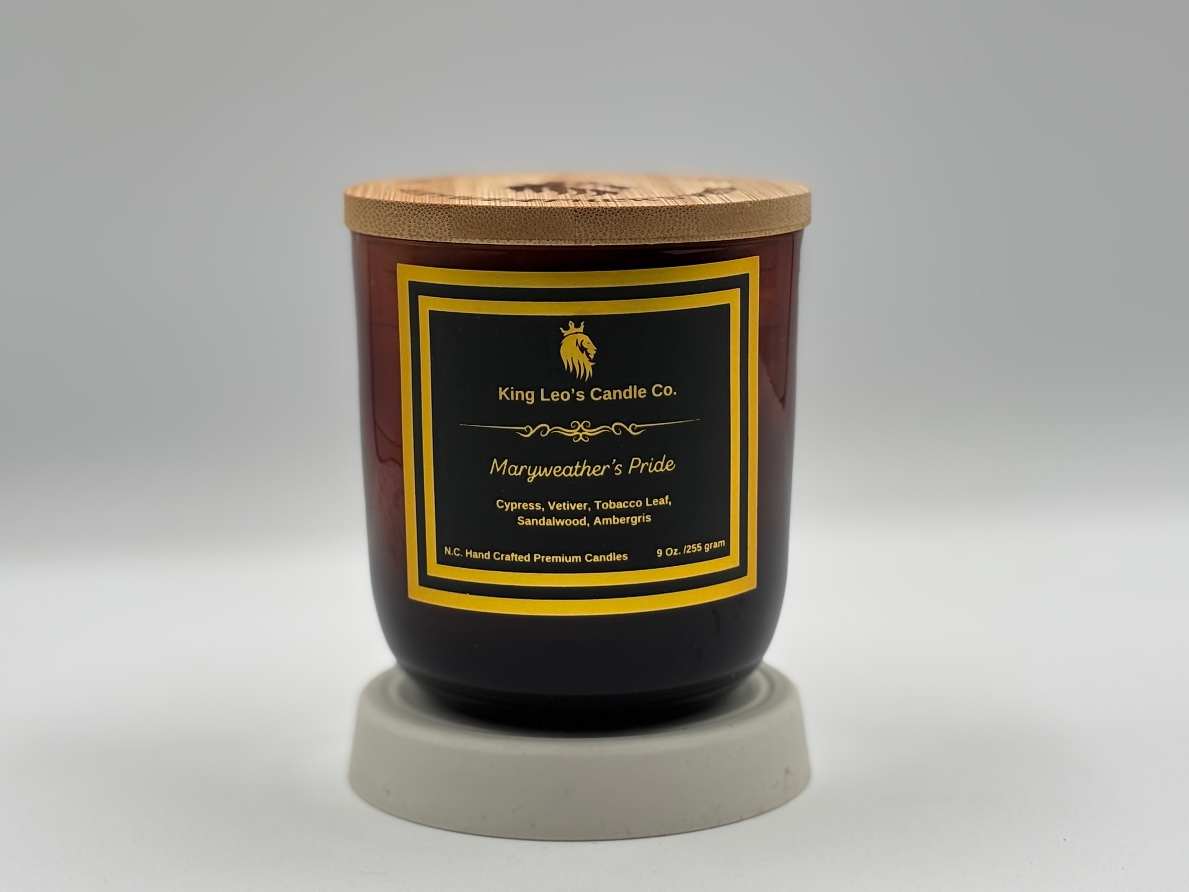 King Leo's Hand Crafted Candle, Maryweather's Pride,Premium, Coconut Apricot, Wood Wicked