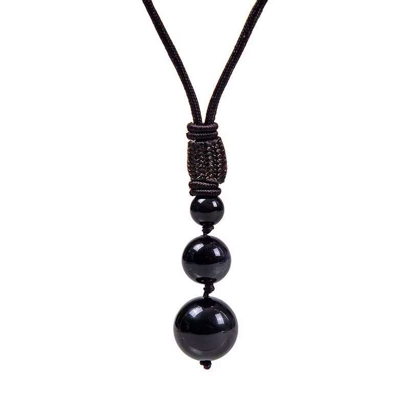 Natural Stone, Tiger's Eye Pendant Necklaces, Assorted Gemstone Triple Beads. Great For Him Or her