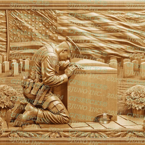 The Mourning Soldier, 11"x 11" 100 Piece Wooden Engraved Jigsaw Puzzles