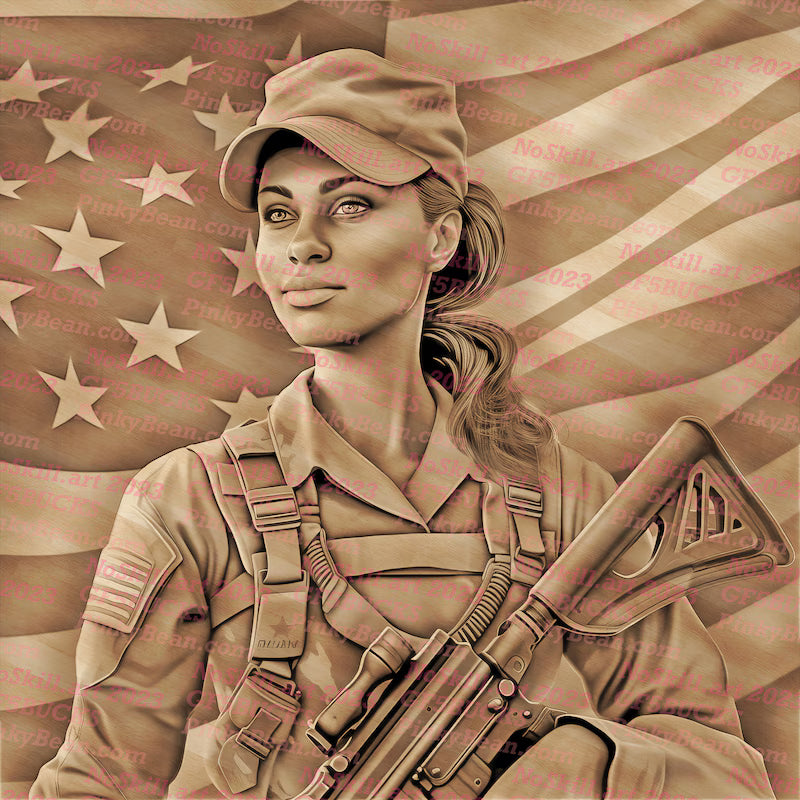 G.I. Jane Patriot, 11"x 11" 100 Piece Wooden Engraved Jigsaw Puzzles