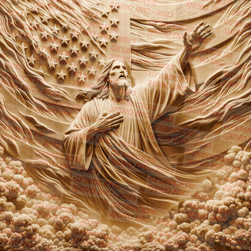 Jesus, America's Protector, 11"x 11" 100 Piece Wooden Engraved Jigsaw Puzzles
